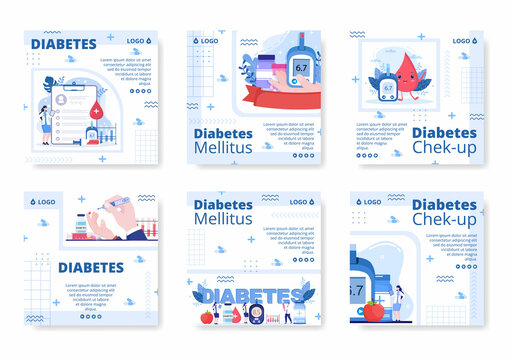 Diabetes Testing Post Template Flat Design Illustration Editable of Square Background Suitable for Healthcare Social media or Greetings Card