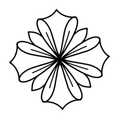 Isolated doodle flower element in hand drawn style on white background. 