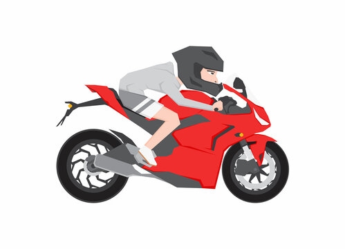 An illustration of a man riding motorcycle with speeding style