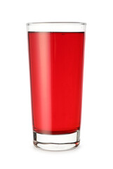 Glass of delicious pomegranate juice on white background