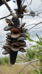 Banksia seed pod hanging on the tree