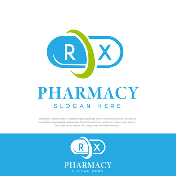 RX pharmaceutical capsule medicine logo vector. white background.Doctor,Apothecary