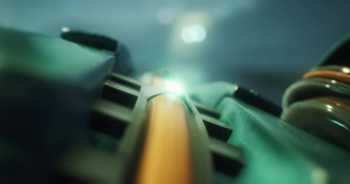 Animation Macro close-up of a futuristic robot's back