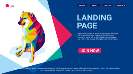 a cute dog with pop art style, landing page