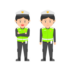 Indonesian traffic police illustration, with flat design style