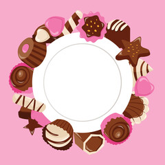 Cartoon Sweet Valentine Chocolate Plate Copy Space Background