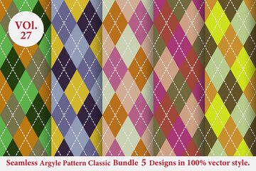 Argyle classic Pattern vector Bundle 5 designs Vol.27,Fabric texture background
