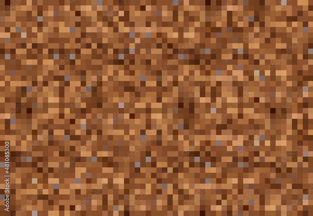 Poster Pixel game background. Cubic pixel ground or rock blocks pattern. Eight-bit arcade mosaic vector backdrop with square pixels, computer game level environment soil or stone texture