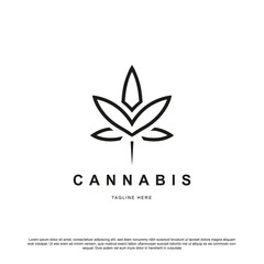 Outline linear cannabis logo design vector