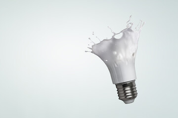 Light bulb with white glass splash