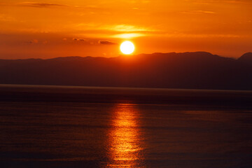 sunset over the river