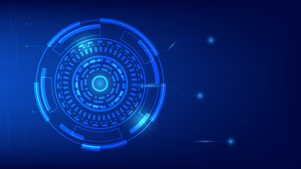 abstract futuristic technology background. virtual Hi-tech circle HUD screen with digital circuit board