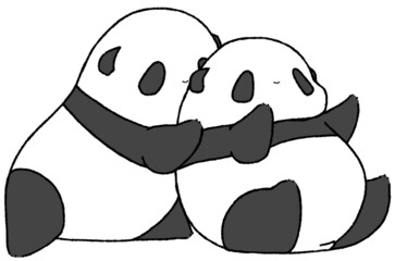 じゃれあう幼いパンダたち