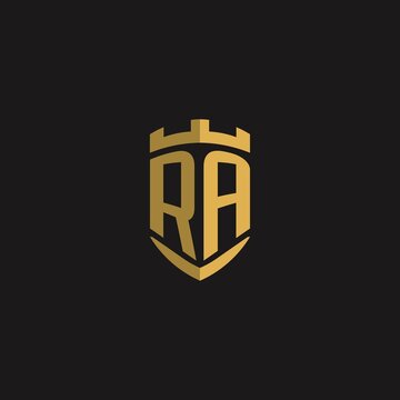 Initials RA logo monogram with shield style design