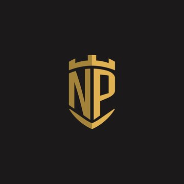 Initials NP logo monogram with shield style design