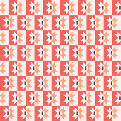 Japanese Checkered Star Vector Seamless Pattern