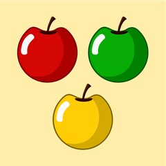 illustration of an apple with Green, Red, Yellow. 