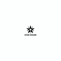 star house logo vector design, illustration house shape with shape star 