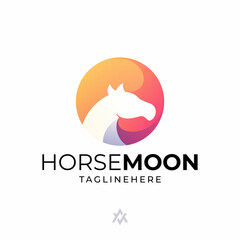 Fototapeta premium horse + moon logo combination