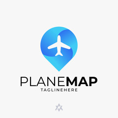 map + plane logo combination