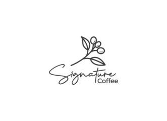 premium coffee plant logo inspiration with leaves for caffe