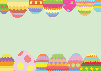 Easter eggs border frame design on a green background.