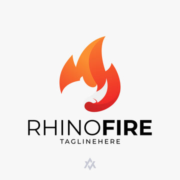 rhino + fire logo combination