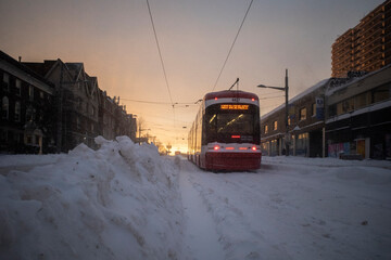 Toronto, Ontario / Canada - January 17, 2022 - Toronto St Clair West on day of snowstorm