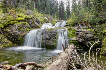 Little waterfalls on the hike to Mount Smutwood summit in the Canadian Rockies.