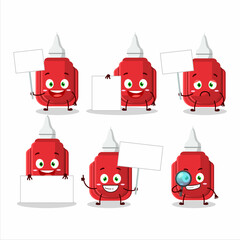 Red correction pen cartoon character bring information board