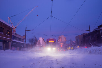 Toronto, Ontario / Canada - January 17, 2022 - Toronto St Clair West on day of snowstorm