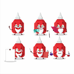 Professor red correction pen academic cartoon character working on laboratory