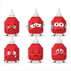 Fotobehang Red correction pen cartoon character with sad expression © kongvector