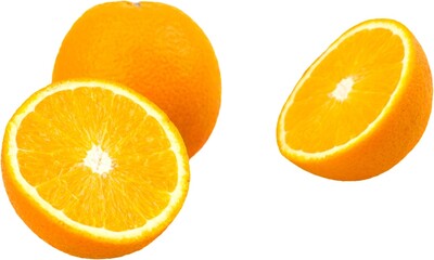 Fresh sweet orange fruit clipping path with leaves