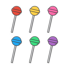 Set Of Sweet Lollipop Vector Icon Illustration. Sweet Candy Flat Icon