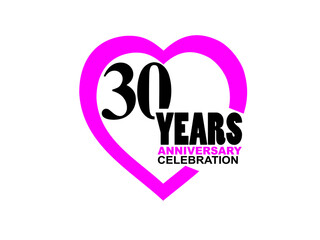 30 Anniversary celebration simple logo with heart design