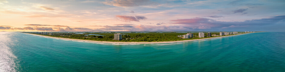 Aerial panorama Fort Pierce Florida with dramatic sky