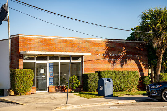 Vero Beach USPS United States Post Office Building And Blue Mailbox