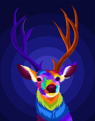 illustration deer with pop art style