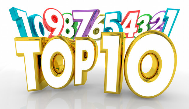 Top 10 Countdown Ranking List Best Winners Highest Honors 3d Illustration