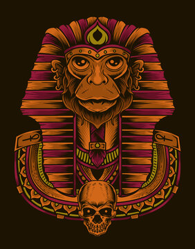 illustration king egypt monkey head