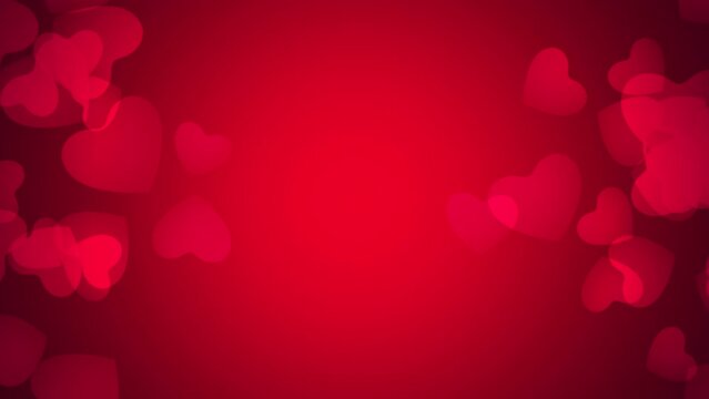Red romantic hearts on shiny background, holidays and Valentines day style background