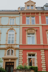 Obraz premium Old town street, facade of colorful building in Frankfurt, Germany