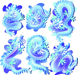 Fantasy sea dragons. Vector illustration