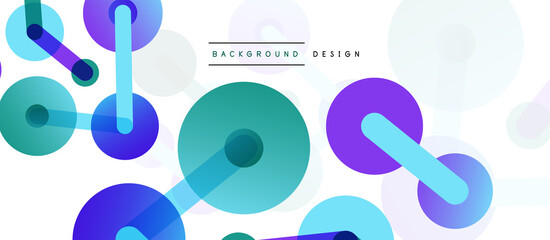 Line points connections geometric abstract background. Circles connected by lines. Trendy techno business template for wallpaper, banner, background or landing