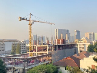 construction site with crane