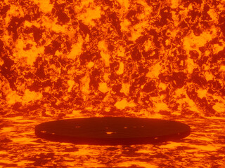 3D abstract volcanic lava podium.