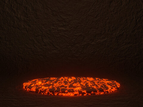 3D abstract volcanic lava podium.