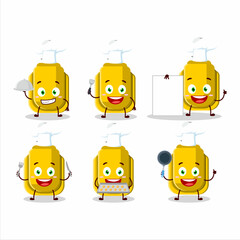 Cartoon character of yellow correction pen with various chef emoticons