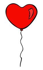 Fototapeta na wymiar Hand drawn flying balloon. Colorful illustration isolated on a white background. Valentine's day balloon doodle.